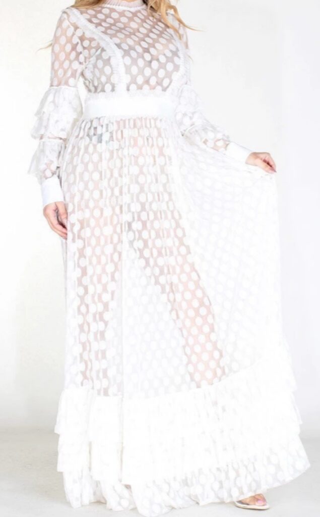 White Poke A Dot Maxi